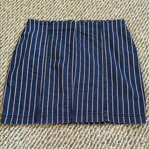 Others Follow Striped Blue Jean Skirt
